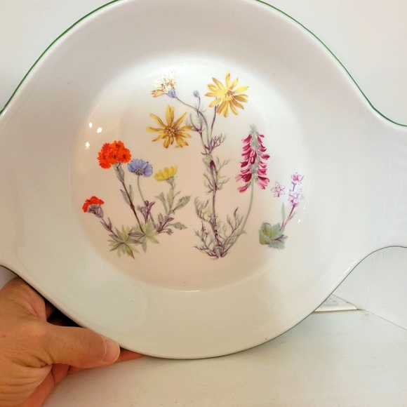 Vintage French Fireproof Porcelain "Le Faune" Wildflowers Casserole Dish - Picture 2 of 3